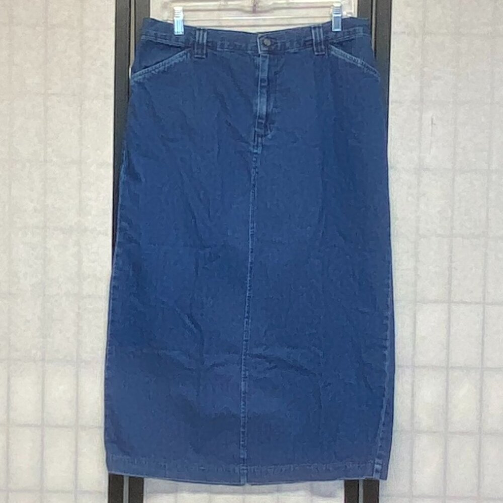 Riders Casuals by Lee Denim Jeans Maxi Skirt A Line Back Slit Medium Wash 16